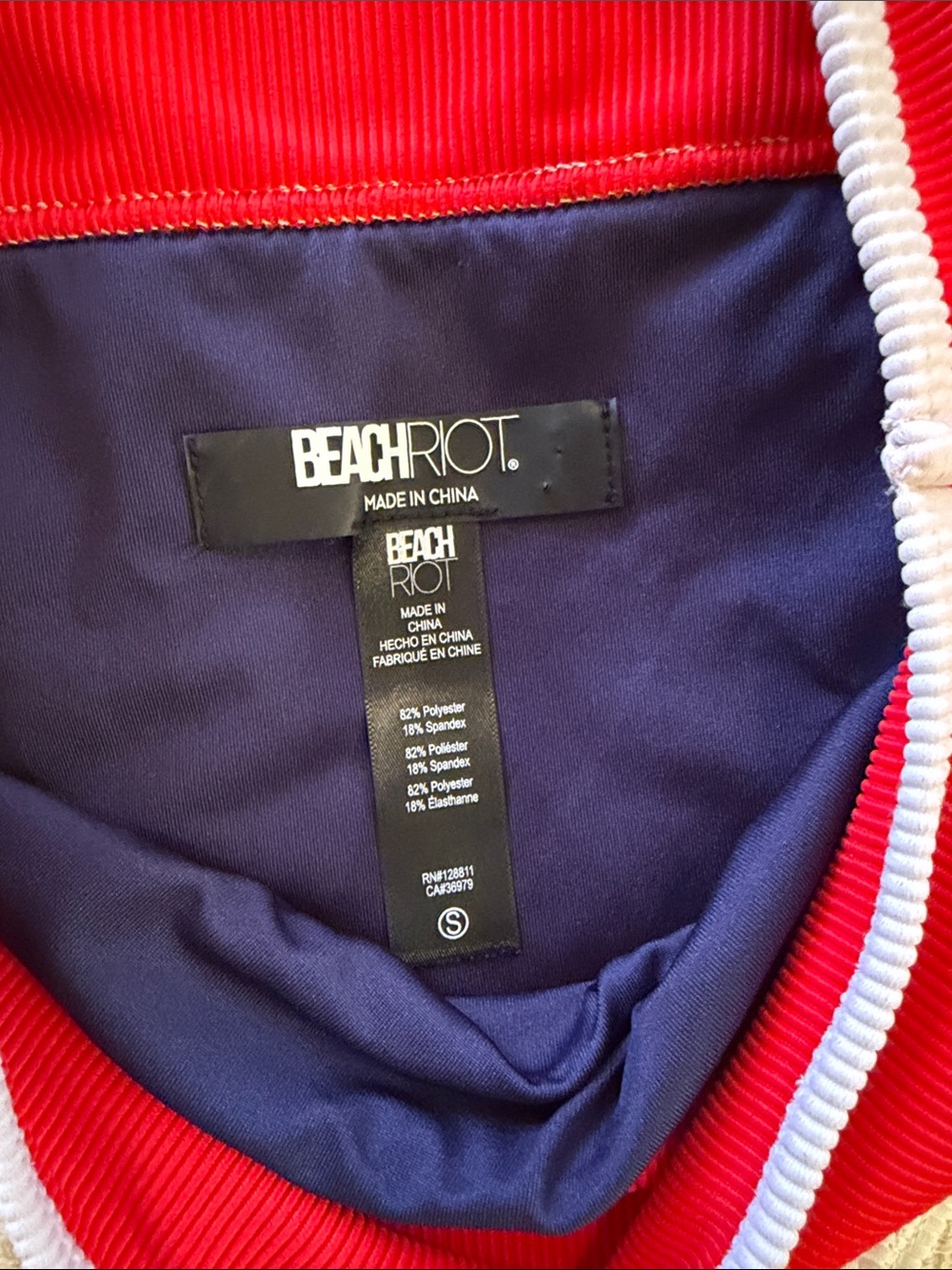 Beach Riot Red and Navy Contrast Ribbed Bikini Small - Picture 2 of 4